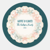 Sticker Rond Retro Pink Green Christmas (Devant)