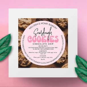 Sticker Rond Retro Pink Sourdough Bakery Cookies Cottage Law