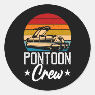 Sticker Rond Rétro Pontoon Crew Hommes drôle Bateau Capitaine B