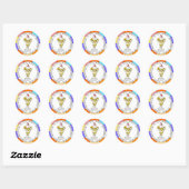 Sticker Rond Retro Pop Art Ananas Crème glacée Sundae (Feuille)