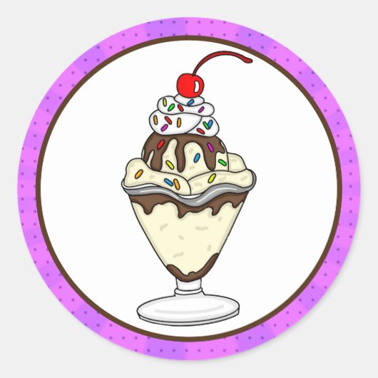 Sticker Rond Retro Pop Art Chocolate Crème de glace Sundae (Devant)