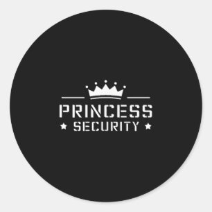 Sticker Rond Retro Princess Sécurité Garçons Frère Anniversaire