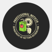 Sticker Rond Retro Professional Noticer Department Of Pattern R (Devant)