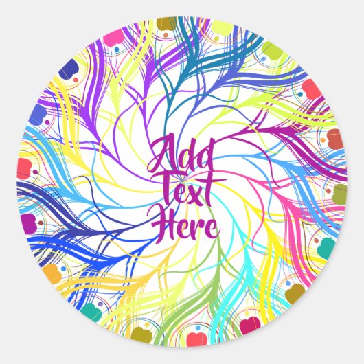 Sticker Rond Retro Psychedelic 60s Hippie Design (Devant)