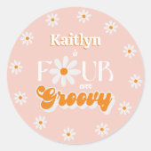 Sticker Rond Retro Quatre Filles toujours Super 4e anniversaire (Devant)