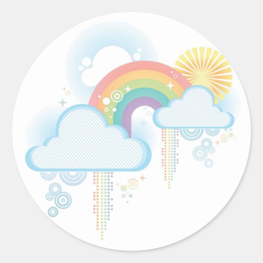 Sticker Rond Retro Rainbow Design - Pastel (Devant)