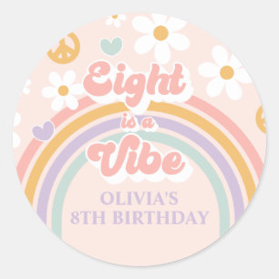 Sticker Rond Retro Rainbow Eight est un Vibe 8e anniversaire