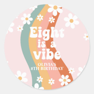 Sticker Rond Retro Rainbow Eight est un Vibe Daisy 8e anniversa