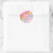 Sticker Rond Retro Rainbow Young Wild et Six 6e anniversaire (Sac)