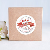 Sticker Rond Retro Red Reindee Noël personnalisé