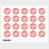 Sticker Rond Retro Red White Merry tout Joyeux Noël (Feuille)