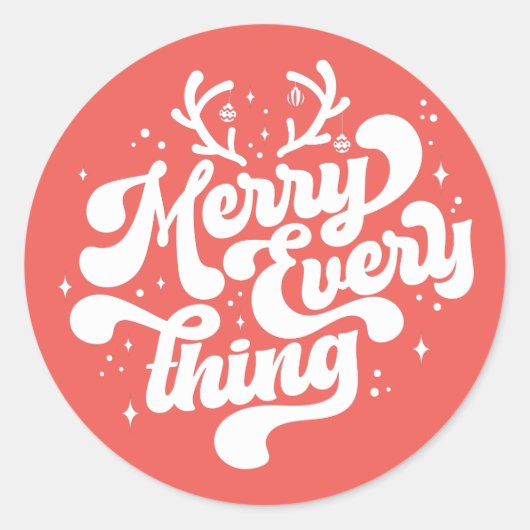 Sticker Rond Retro Red White Merry tout Joyeux Noël (Devant)