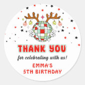 Sticker Rond Retro Reindeer Noël fête d'anniversaire (Devant)