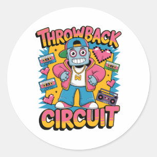 Sticker Rond Retro Robot 90s Design Hip hop - Fun Cartoon Throw