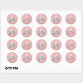 Sticker Rond Retro Roller Sking fête d'anniversaire (Feuille)