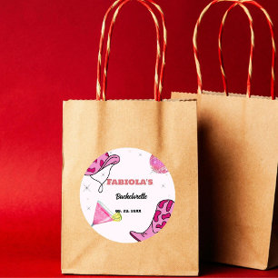 Sticker Rond Retro Rose Disco Cowgirl Occidental Enterrement de