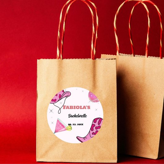 Sticker Rond Retro Rose Disco Cowgirl Western Enterrement de Vi