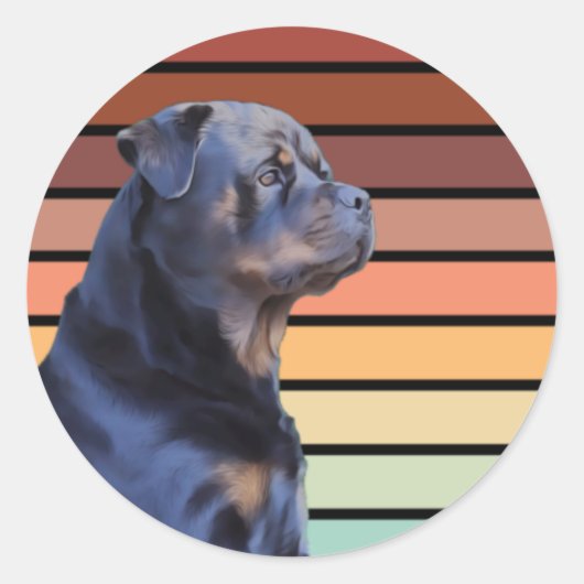 Sticker Rond Rétro Rottweiler (Devant)