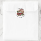 Sticker Rond Retro Rustic Christmas Retourner l'adresse Label (Sac)