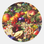 Sticker Rond Retro Rustique Fruit Fruit Fruit Fruit Tropical Ét (Devant)