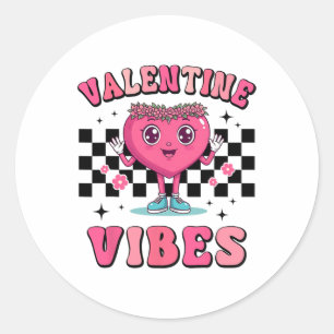 Sticker Rond Retro Saint Valentin Coeur Saint Valentin Vibes Ga