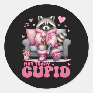 Sticker Rond Rétro Saint-Valentin Pas aujourd'hui Cupidon Raton