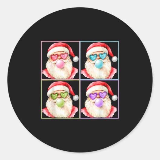 Sticker Rond Retro Santa Blowing Bubble Gum P Art Sungles Chris (Devant)