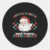Sticker Rond Retro Santa's Favorite Speech Language Christmas S (Devant)