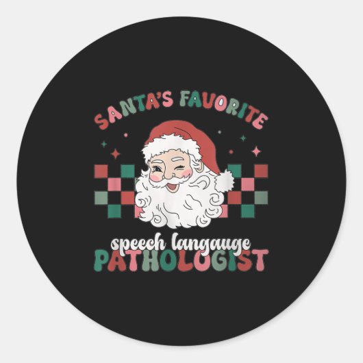 Sticker Rond Retro Santa's Favorite Speech Language Christmas S (Devant)