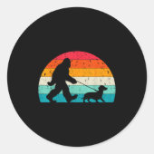 Sticker Rond Retro Sasquatch Lover Doxie Wiener Dog Walker Bigf (Devant)