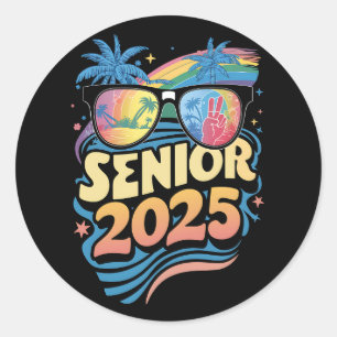 Sticker Rond Retro Senior 2025 Classe De Diplôme De 2025