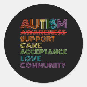 Sticker Rond Retro Sensibilisation sur l'autisme Enseignant Éco