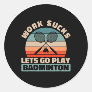 Sticker Rond Retro Shuttle Court - Team Racquet Vintage Badmint