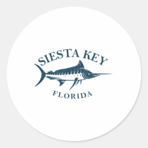 Sticker Rond Retro Siesta Key Florida Pêche Vintage Bateau