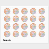 Sticker Rond Retro Six est un Vibe Rainbow et Daisy (Feuille)