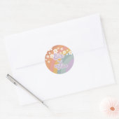Sticker Rond Retro Six est un Vibe Rainbow et Daisy (Enveloppe)