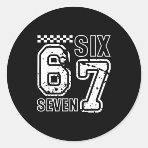 Sticker Rond Rétro Six Sept Numéros Humour Intelligent 6 7 Mème