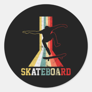 Sticker Rond Rétro Skateboard Skateboardeur Skateboarding