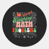 Sticker Rond Retro Sleighing Math Problems Santa Math Teacher C (Devant)