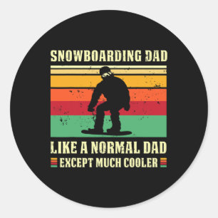 Sticker Rond Retro Snowboard Papa Snowboard Vintage Papa Snowbo