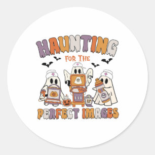 Sticker Rond Rétro Sonographe Ultrasound Tech Halloween Vascul