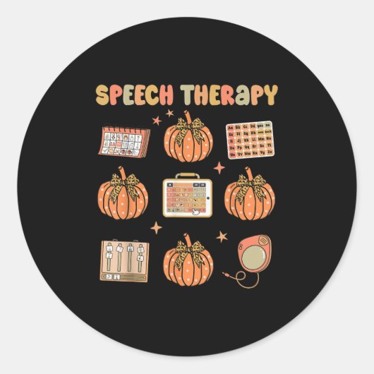 Sticker Rond Retro Speech Therapy Slp Fall Pumpkin Speech Thera (Devant)