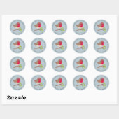 Sticker Rond Retro Spring Robin Milieu du Siècle Bleu Adresse d (Feuille)