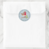 Sticker Rond Retro Spring Robin Milieu du Siècle Bleu Adresse d (Sac)
