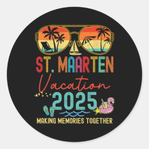 Sticker Rond Retro St. Maarten Vacation 2025 Souvenirs Correspo