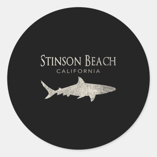 Sticker Rond Retro Stinson Beach Ca Shark (Devant)