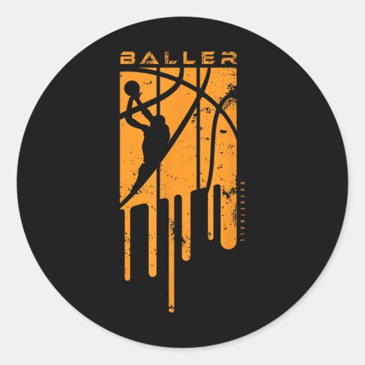 Sticker Rond Retro Style Basketball Playing Kids Boys 10-12 12- (Devant)