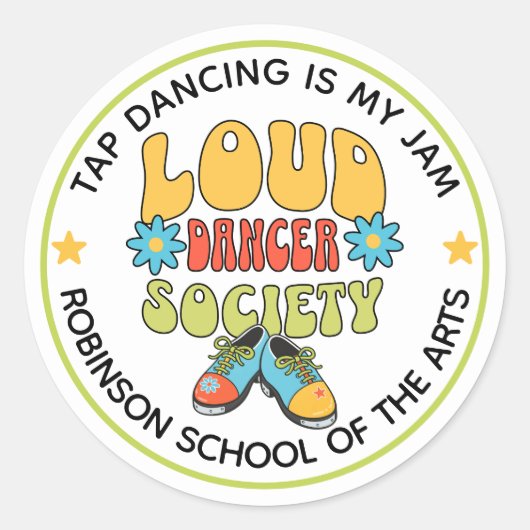 Sticker Rond Retro Style Customizable Tap Dance Studio (Devant)