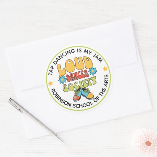 Sticker Rond Retro Style Customizable Tap Dance Studio (Enveloppe)