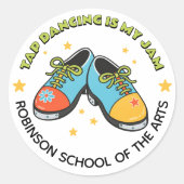 Sticker Rond Retro Style Tap Dancing is My Jam Customizable (Devant)